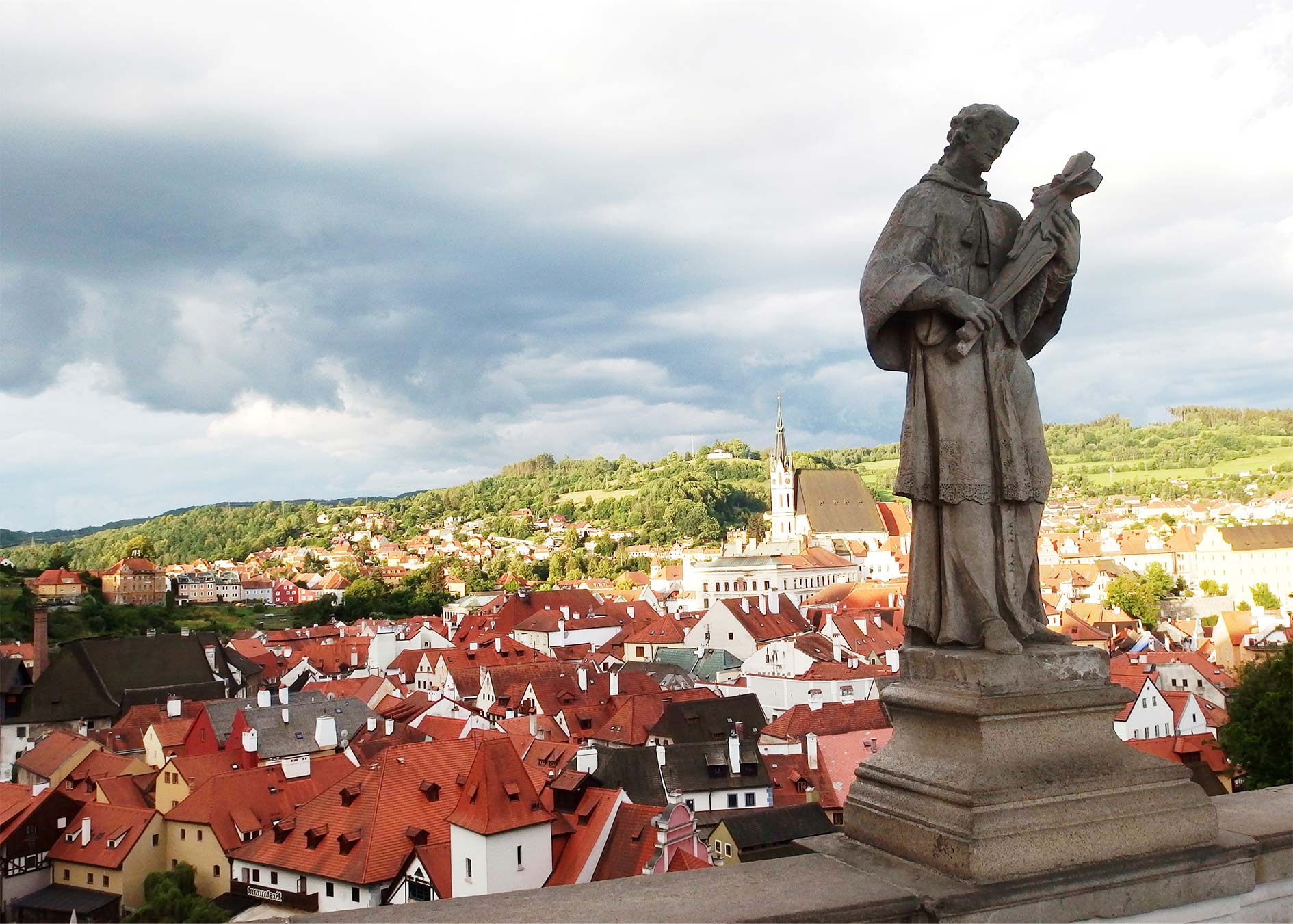 Český Krumlov - Statue of Saint John of Nepomuk on the Cloak Bridge