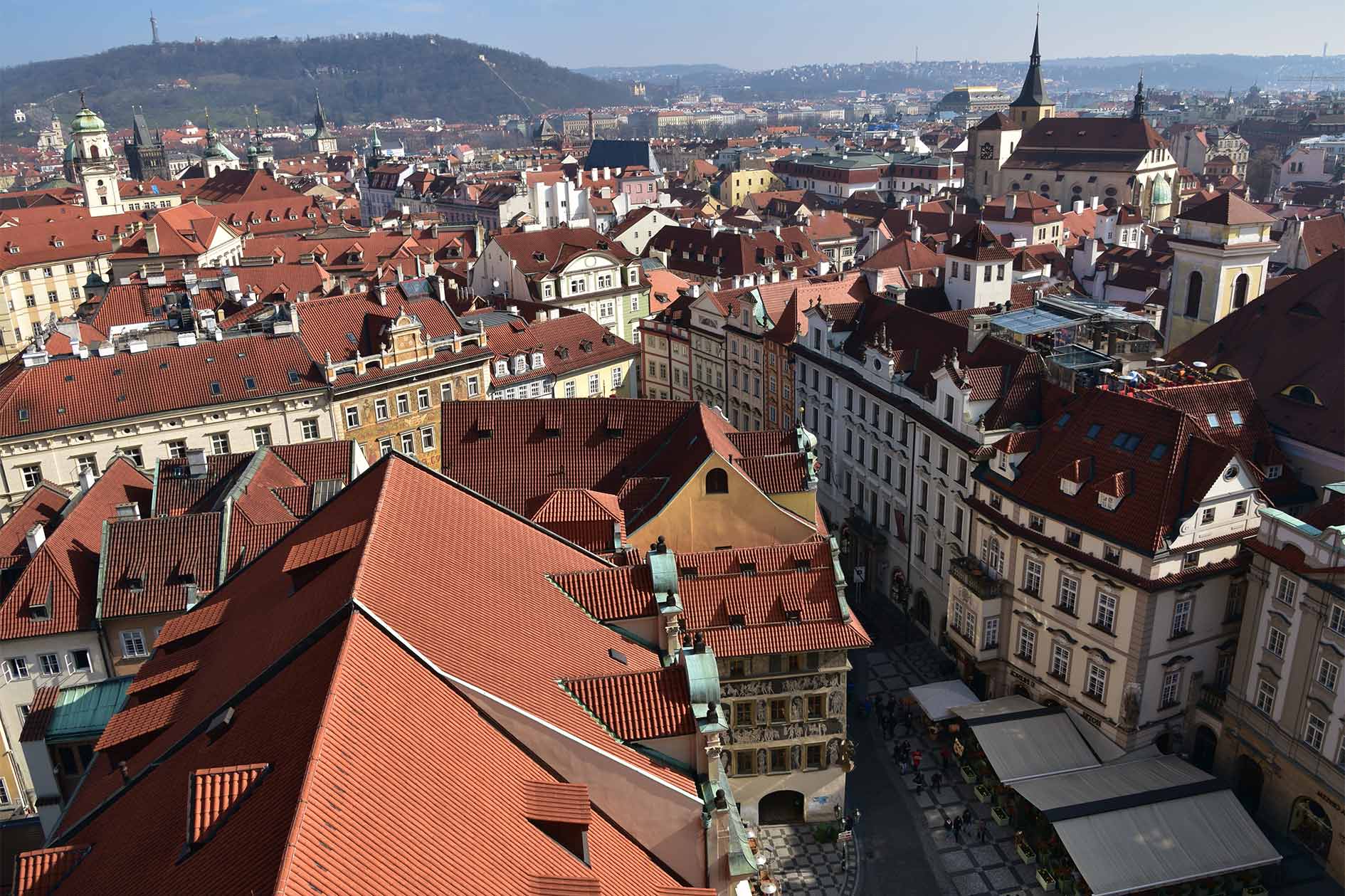 View of Prague from the top of the Old Town Hall Tower