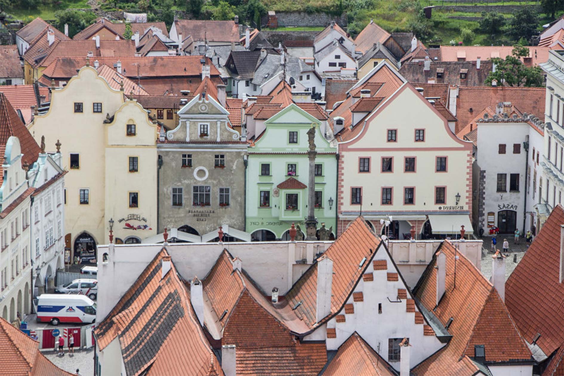 A view on Krumlov from the top of the castle's tower