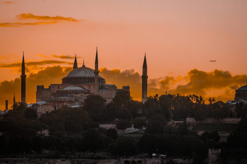 Aerial view of Hagia Sophia in Istanbul, Turkey