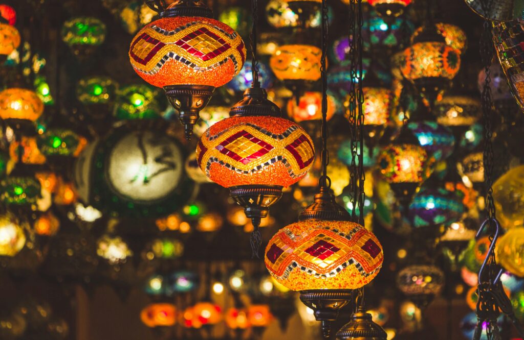 Grand Bazaar colorful lanterns and local shops