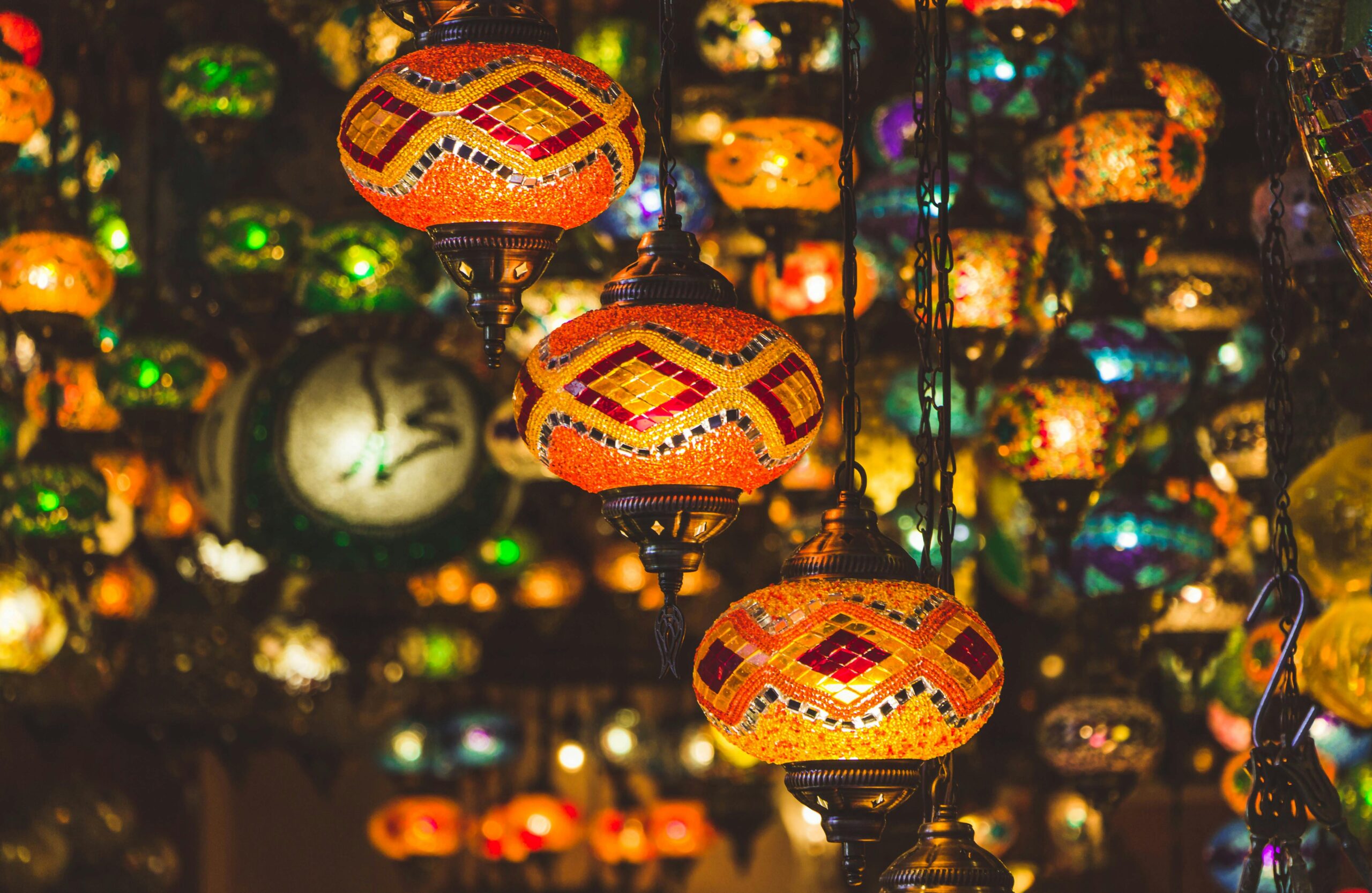 Grand Bazaar colorful lanterns and local shops