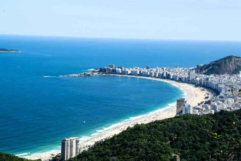 Aerial view of Copacabana Beach in Rio de Janeiro