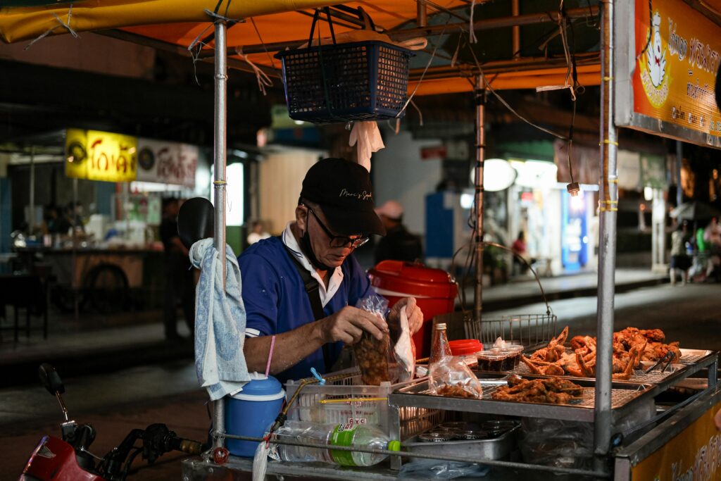 Thai street food market at night