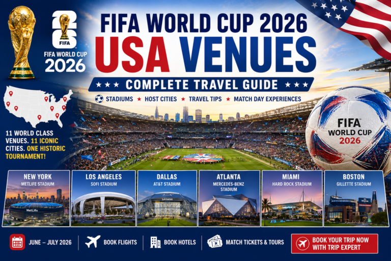 FIFA World Cup 2026 USA venue, host city, stadium, travel tips, hotels, flights, and tours.